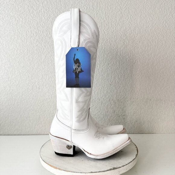 Lane MEGAN MORONEY Smokeshow Womens Cowboy Boots 5 White Western Cowgirl Tall - Picture 2 of 11